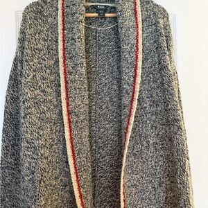 Roots Gray Knit Cape with Red Trim